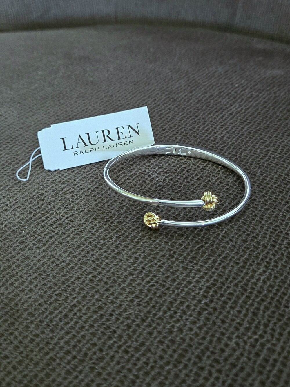 LAUREN Ralph Lauren Two✌️ Tone Knot Bypass Bangle Bracelet - NWT - Picture 4 of 16